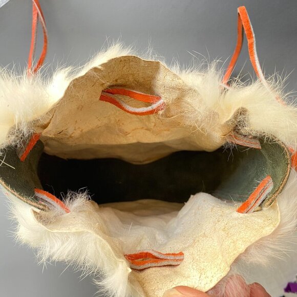 Handmade Genuine Rabbit Fur Drawstring Bucket Bag - Picture 7 of 14